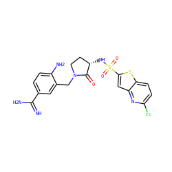 N=C(N)c1ccc(N)c(CN2CC[C@H](NS(=O)(=O)c3cc4nc(Cl)ccc4s3)C2=O)c1 ZINC000026652958