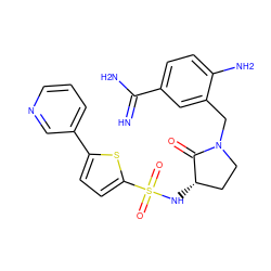 N=C(N)c1ccc(N)c(CN2CC[C@H](NS(=O)(=O)c3ccc(-c4cccnc4)s3)C2=O)c1 ZINC000013800344