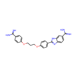 N=C(N)c1ccc(OCCCOc2ccc(-c3nc4ccc(C(=N)N)cc4[nH]3)cc2)cc1 ZINC000026745091