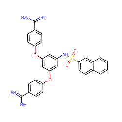 N=C(N)c1ccc(Oc2cc(NS(=O)(=O)c3ccc4ccccc4c3)cc(Oc3ccc(C(=N)N)cc3)c2)cc1 ZINC000114706942