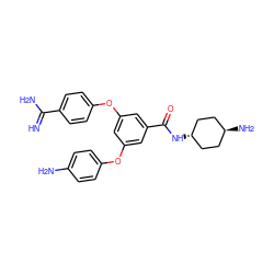 N=C(N)c1ccc(Oc2cc(Oc3ccc(N)cc3)cc(C(=O)N[C@H]3CC[C@H](N)CC3)c2)cc1 ZINC000261119729