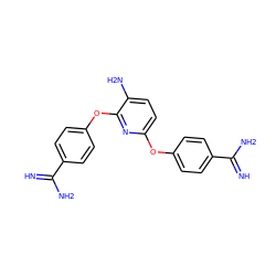 N=C(N)c1ccc(Oc2ccc(N)c(Oc3ccc(C(=N)N)cc3)n2)cc1 ZINC000103230530