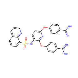 N=C(N)c1ccc(Oc2ccc(NS(=O)(=O)c3cccc4cccnc34)c(Oc3ccc(C(=N)N)cc3)n2)cc1 ZINC000103233836