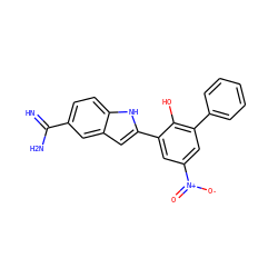 N=C(N)c1ccc2[nH]c(-c3cc([N+](=O)[O-])cc(-c4ccccc4)c3O)cc2c1 ZINC000013863705