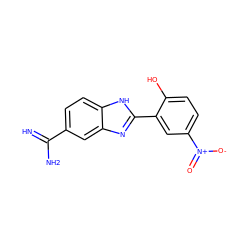 N=C(N)c1ccc2[nH]c(-c3cc([N+](=O)[O-])ccc3O)nc2c1 ZINC000013863686