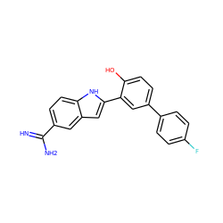 N=C(N)c1ccc2[nH]c(-c3cc(-c4ccc(F)cc4)ccc3O)cc2c1 ZINC000653830208