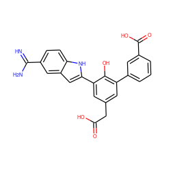 N=C(N)c1ccc2[nH]c(-c3cc(CC(=O)O)cc(-c4cccc(C(=O)O)c4)c3O)cc2c1 ZINC000026385313