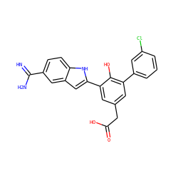 N=C(N)c1ccc2[nH]c(-c3cc(CC(=O)O)cc(-c4cccc(Cl)c4)c3O)cc2c1 ZINC000026376999