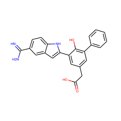 N=C(N)c1ccc2[nH]c(-c3cc(CC(=O)O)cc(-c4ccccc4)c3O)cc2c1 ZINC000026378972