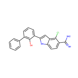 N=C(N)c1ccc2[nH]c(-c3cccc(-c4ccccc4)c3O)cc2c1Cl ZINC000013864745