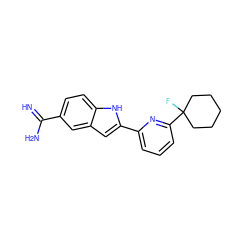 N=C(N)c1ccc2[nH]c(-c3cccc(C4(F)CCCCC4)n3)cc2c1 ZINC000473155142