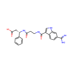 N=C(N)c1ccc2c(C(=O)NCCC(=O)N[C@@H](CC(=O)O)c3ccccc3)c[nH]c2c1 ZINC000013776206