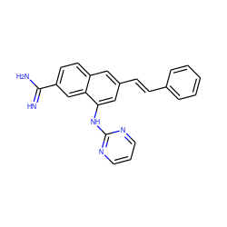 N=C(N)c1ccc2cc(/C=C/c3ccccc3)cc(Nc3ncccn3)c2c1 ZINC000028361908