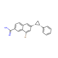 N=C(N)c1ccc2cc([C@@H]3C[C@@H]3c3ccccc3)cc(Br)c2c1 ZINC000028366601