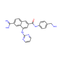 N=C(N)c1ccc2cc(C(=O)Nc3ccc(CN)cc3)cc(Nc3ncccn3)c2c1 ZINC000005940890