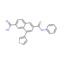 N=C(N)c1ccc2cc(C(=O)Nc3ccccc3)cc(-c3ccoc3)c2c1 ZINC000026831406