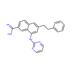 N=C(N)c1ccc2cc(CCc3ccccc3)cc(Nc3ncccn3)c2c1 ZINC000028365421