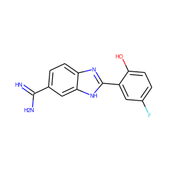 N=C(N)c1ccc2nc(-c3cc(F)ccc3O)[nH]c2c1 ZINC000002047580