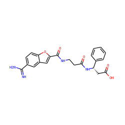 N=C(N)c1ccc2oc(C(=O)NCCC(=O)N[C@@H](CC(=O)O)c3ccccc3)cc2c1 ZINC000013776134