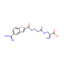 N=C(N)c1ccc2oc(C(=O)NCCC(=O)NC[C@H](N)C(=O)O)cc2c1 ZINC000013776198