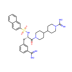 N=C(N)c1cccc(C[C@H](NS(=O)(=O)c2ccc3ccccc3c2)C(=O)N2CCC(C3CCN(C(=N)N)CC3)CC2)c1 ZINC000034717911