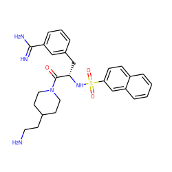 N=C(N)c1cccc(C[C@H](NS(=O)(=O)c2ccc3ccccc3c2)C(=O)N2CCC(CCN)CC2)c1 ZINC000034717909