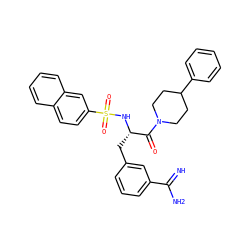 N=C(N)c1cccc(C[C@H](NS(=O)(=O)c2ccc3ccccc3c2)C(=O)N2CCC(c3ccccc3)CC2)c1 ZINC000299856441