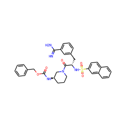 N=C(N)c1cccc(C[C@H](NS(=O)(=O)c2ccc3ccccc3c2)C(=O)N2CCC[C@@H](NC(=O)OCc3ccccc3)C2)c1 ZINC000299869321