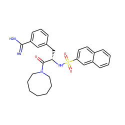 N=C(N)c1cccc(C[C@H](NS(=O)(=O)c2ccc3ccccc3c2)C(=O)N2CCCCCCC2)c1 ZINC000003834153