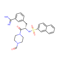 N=C(N)c1cccc(C[C@H](NS(=O)(=O)c2ccc3ccccc3c2)C(=O)N2CCN(C=O)CC2)c1 ZINC000003834130