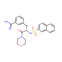 N=C(N)c1cccc(C[C@H](NS(=O)(=O)c2ccc3ccccc3c2)C(=O)N2CCOCC2)c1 ZINC000003834132