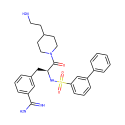 N=C(N)c1cccc(C[C@H](NS(=O)(=O)c2cccc(-c3ccccc3)c2)C(=O)N2CCC(CCN)CC2)c1 ZINC000040873635