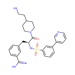 N=C(N)c1cccc(C[C@H](NS(=O)(=O)c2cccc(-c3cccnc3)c2)C(=O)N2CCC(CCN)CC2)c1 ZINC000044406685