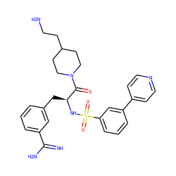 N=C(N)c1cccc(C[C@H](NS(=O)(=O)c2cccc(-c3ccncc3)c2)C(=O)N2CCC(CCN)CC2)c1 ZINC000044406677