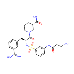 N=C(N)c1cccc(C[C@H](NS(=O)(=O)c2cccc(NC(=O)CCN)c2)C(=O)N2CCC[C@H](C(N)=O)C2)c1 ZINC000049881723