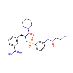 N=C(N)c1cccc(C[C@H](NS(=O)(=O)c2cccc(NC(=O)CCN)c2)C(=O)N2CCCCC2)c1 ZINC000040955895