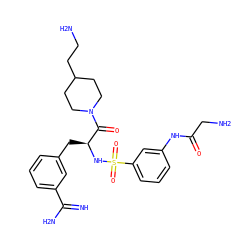 N=C(N)c1cccc(C[C@H](NS(=O)(=O)c2cccc(NC(=O)CN)c2)C(=O)N2CCC(CCN)CC2)c1 ZINC000035953826