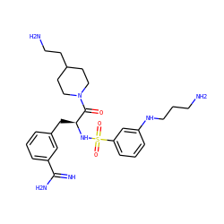 N=C(N)c1cccc(C[C@H](NS(=O)(=O)c2cccc(NCCCN)c2)C(=O)N2CCC(CCN)CC2)c1 ZINC000040395670