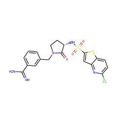 N=C(N)c1cccc(CN2CC[C@H](NS(=O)(=O)c3cc4nc(Cl)ccc4s3)C2=O)c1 ZINC000026651235