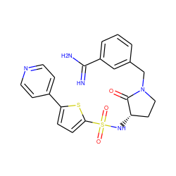 N=C(N)c1cccc(CN2CC[C@H](NS(=O)(=O)c3ccc(-c4ccncc4)s3)C2=O)c1 ZINC000003828592