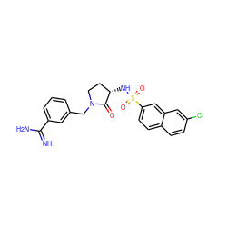 N=C(N)c1cccc(CN2CC[C@H](NS(=O)(=O)c3ccc4ccc(Cl)cc4c3)C2=O)c1 ZINC000013800243