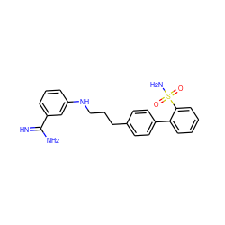 N=C(N)c1cccc(NCCCc2ccc(-c3ccccc3S(N)(=O)=O)cc2)c1 ZINC000026842426