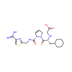 N=C(N)c1csc(CNC(=O)[C@@H]2C=CCN2C(=O)[C@@H](CC2CCCCC2)NCC(=O)O)n1 ZINC000034689210