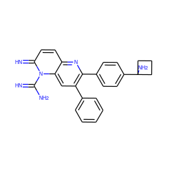 N=C(N)n1c(=N)ccc2nc(-c3ccc(C4(N)CCC4)cc3)c(-c3ccccc3)cc21 ZINC000100627931