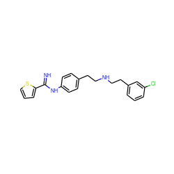 N=C(Nc1ccc(CCNCCc2cccc(Cl)c2)cc1)c1cccs1 ZINC000095588575