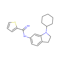 N=C(Nc1ccc2c(c1)N(C1CCCCC1)CC2)c1cccs1 ZINC000073390209