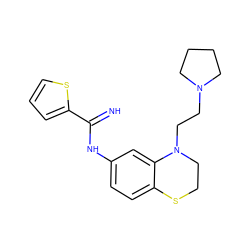 N=C(Nc1ccc2c(c1)N(CCN1CCCC1)CCS2)c1cccs1 ZINC000113972443