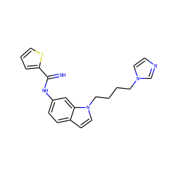 N=C(Nc1ccc2ccn(CCCCn3ccnc3)c2c1)c1cccs1 ZINC000034806415