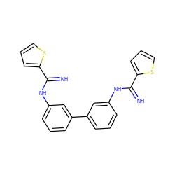 N=C(Nc1cccc(-c2cccc(NC(=N)c3cccs3)c2)c1)c1cccs1 ZINC000098208983