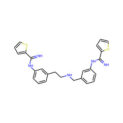 N=C(Nc1cccc(CCNCc2cccc(NC(=N)c3cccs3)c2)c1)c1cccs1 ZINC000098208985